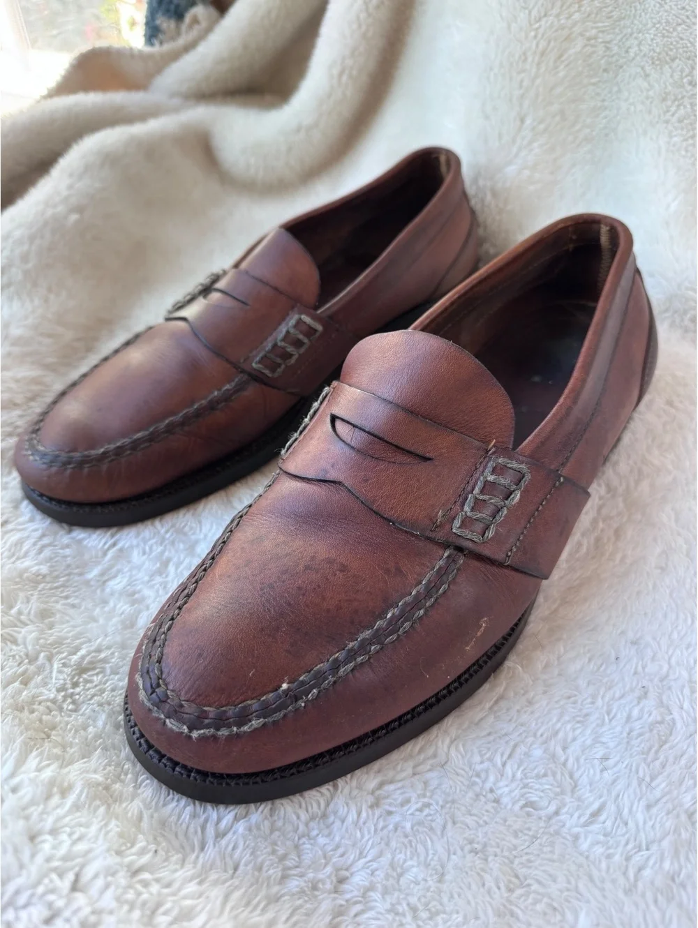 G.H. BASS Brown Leather Penny Loafers Mens Size 11/ 11.5 Moccasin Dress Shoes